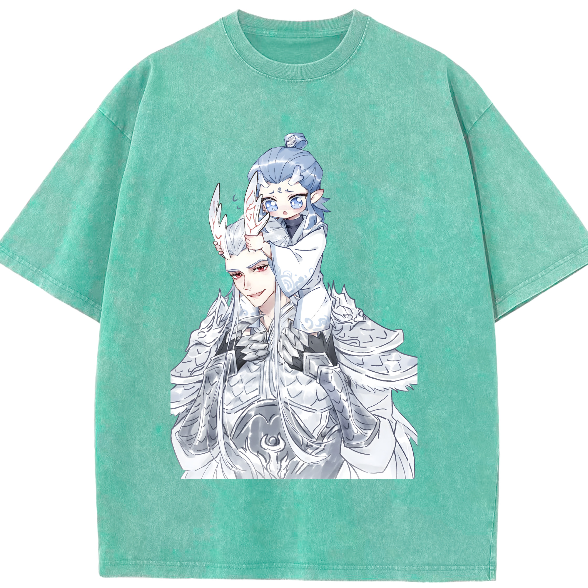 （画像用） Ne Zha 2 ナタ 魔童の大暴れ 綿100% ヴィンテージ風 半袖Tシャツ（フロントプリント）